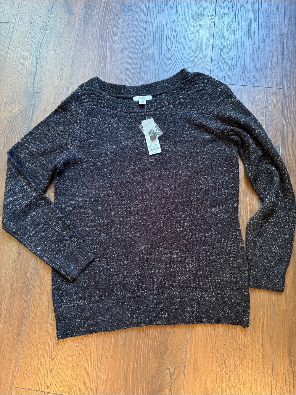 croft & barrow Black Marled Scoop Neck Sweater